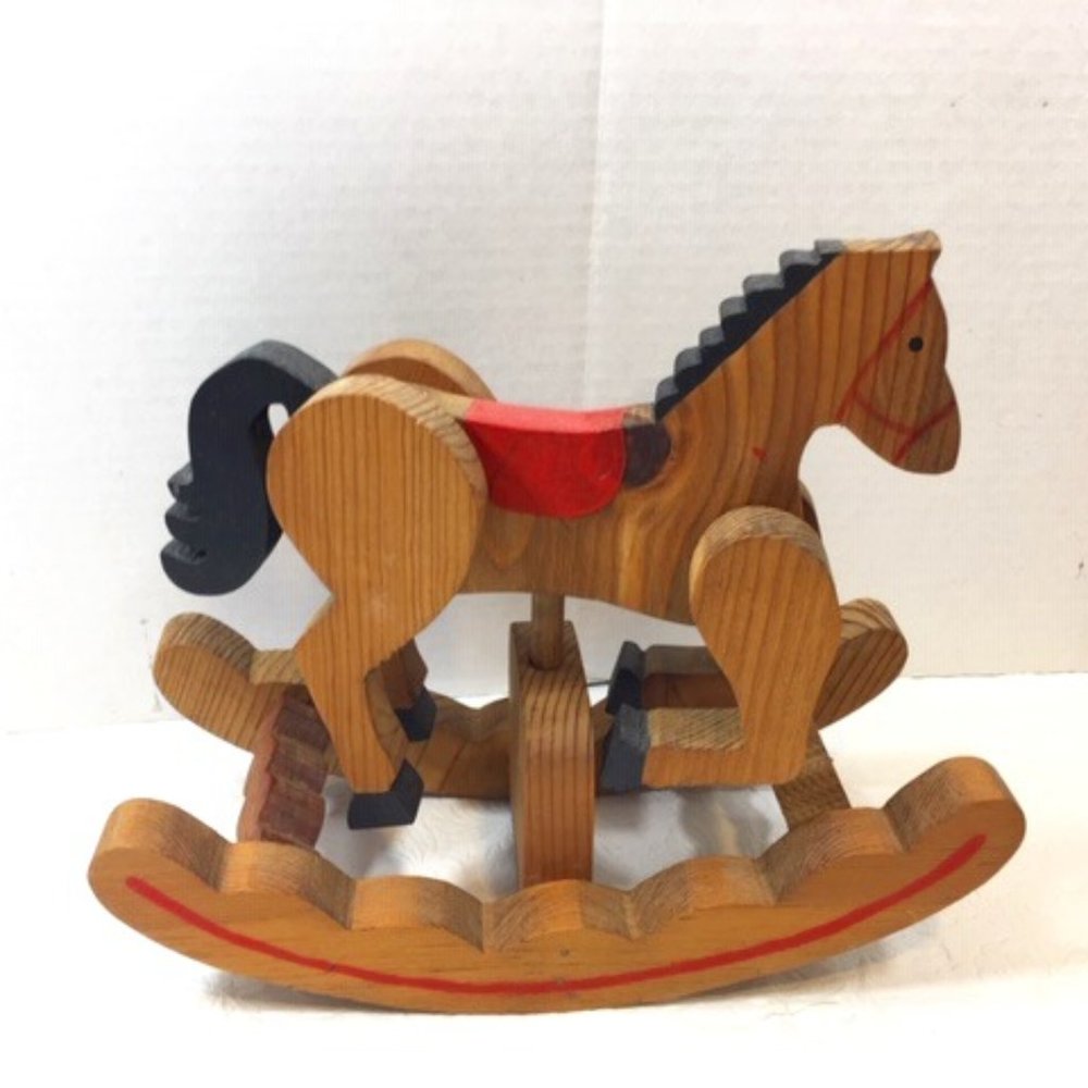 Vintage Handmade Wood Toy Rocking Horse Moveable Legs